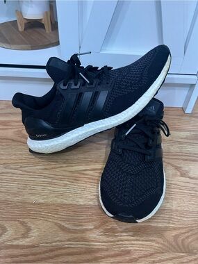 adidas Black Knit Running Shoes with White Boost Midsole
